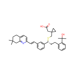 CC1(C)CCc2ccc(/C=C/c3cccc([C@@H](CCc4ccccc4C(C)(C)O)SCC4(CC(=O)O)CC4)c3)nc2C1 ZINC000027521431