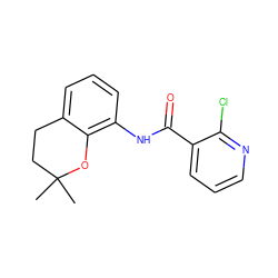 CC1(C)CCc2cccc(NC(=O)c3cccnc3Cl)c2O1 ZINC000103185799