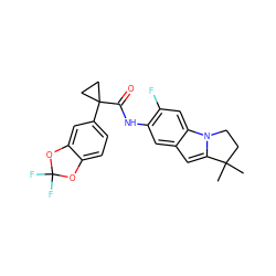 CC1(C)CCn2c1cc1cc(NC(=O)C3(c4ccc5c(c4)OC(F)(F)O5)CC3)c(F)cc12 ZINC000116254031