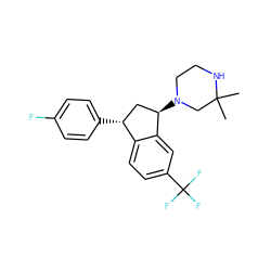 CC1(C)CN([C@@H]2C[C@@H](c3ccc(F)cc3)c3ccc(C(F)(F)F)cc32)CCN1 ZINC000022938037