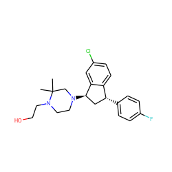 CC1(C)CN([C@@H]2C[C@@H](c3ccc(F)cc3)c3ccc(Cl)cc32)CCN1CCO ZINC000022937983