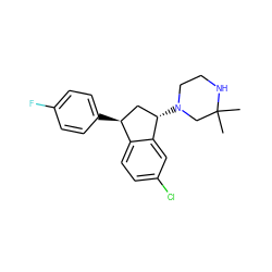 CC1(C)CN([C@H]2C[C@H](c3ccc(F)cc3)c3ccc(Cl)cc32)CCN1 ZINC000022574309