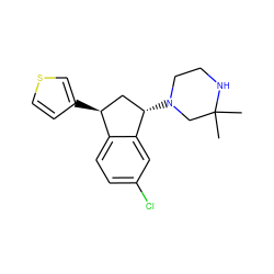 CC1(C)CN([C@H]2C[C@H](c3ccsc3)c3ccc(Cl)cc32)CCN1 ZINC000022574320