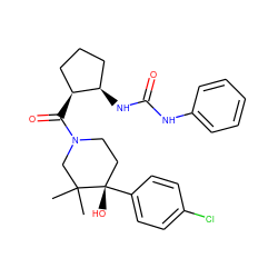 CC1(C)CN(C(=O)[C@H]2CCC[C@H]2NC(=O)Nc2ccccc2)CC[C@]1(O)c1ccc(Cl)cc1 ZINC000096173227