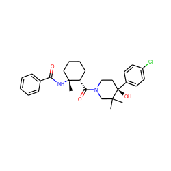 CC1(C)CN(C(=O)[C@H]2CCCC[C@@]2(C)NC(=O)c2ccccc2)CC[C@]1(O)c1ccc(Cl)cc1 ZINC000096173241