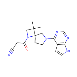 CC1(C)CN(C(=O)CC#N)[C@@]12CCN(c1ncnc3[nH]ccc13)C2 ZINC000169698980