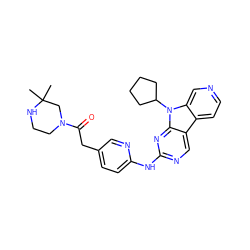 CC1(C)CN(C(=O)Cc2ccc(Nc3ncc4c5ccncc5n(C5CCCC5)c4n3)nc2)CCN1 ZINC000117686675