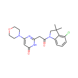 CC1(C)CN(C(=O)Cc2nc(N3CCOCC3)cc(=O)[nH]2)c2cccc(Cl)c21 ZINC000147066871