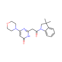 CC1(C)CN(C(=O)Cc2nc(N3CCOCC3)cc(=O)[nH]2)c2ccccc21 ZINC000103262556