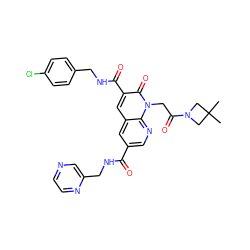 CC1(C)CN(C(=O)Cn2c(=O)c(C(=O)NCc3ccc(Cl)cc3)cc3cc(C(=O)NCc4cnccn4)cnc32)C1 ZINC000205329218