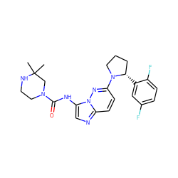 CC1(C)CN(C(=O)Nc2cnc3ccc(N4CCC[C@@H]4c4cc(F)ccc4F)nn23)CCN1 ZINC000118235496