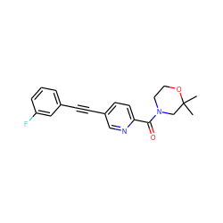 CC1(C)CN(C(=O)c2ccc(C#Cc3cccc(F)c3)cn2)CCO1 ZINC000203540197