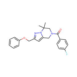 CC1(C)CN(C(=O)c2ccc(F)cc2)Cc2cc(COc3ccccc3)nn21 ZINC000168075689