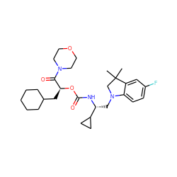 CC1(C)CN(C[C@@H](NC(=O)O[C@@H](CC2CCCCC2)C(=O)N2CCOCC2)C2CC2)c2ccc(F)cc21 ZINC000013982259