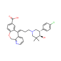 CC1(C)CN(CC/C=C2/c3cc(C(=O)O)ccc3OCc3ncccc32)C[C@H](c2ccc(Cl)cc2)[C@H]1O ZINC000095572273