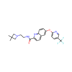 CC1(C)CN(CCNC(=O)c2ccc3cc(Oc4ccc(C(F)(F)F)cn4)ccc3n2)C1 ZINC001772657435