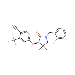 CC1(C)CN(Cc2ccccc2F)C(=O)[C@@H]1Oc1ccc(C#N)c(C(F)(F)F)c1 ZINC000049052154