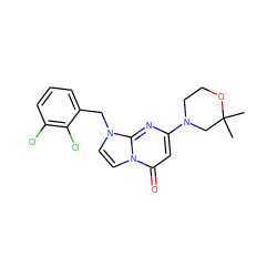 CC1(C)CN(c2cc(=O)n3ccn(Cc4cccc(Cl)c4Cl)c3n2)CCO1 ZINC000073313460