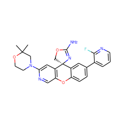 CC1(C)CN(c2cc3c(cn2)Oc2ccc(-c4cccnc4F)cc2[C@@]32COC(N)=N2)CCO1 ZINC000223872715