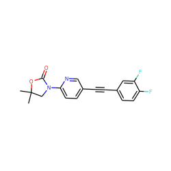 CC1(C)CN(c2ccc(C#Cc3ccc(F)c(F)c3)cn2)C(=O)O1 ZINC000144821093