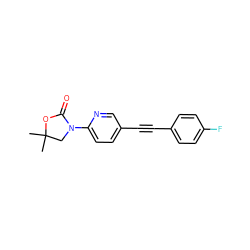 CC1(C)CN(c2ccc(C#Cc3ccc(F)cc3)cn2)C(=O)O1 ZINC000144358633