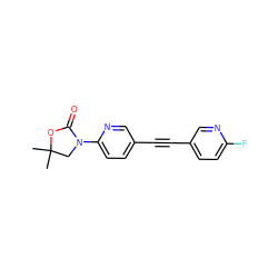 CC1(C)CN(c2ccc(C#Cc3ccc(F)nc3)cn2)C(=O)O1 ZINC000144686425