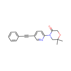 CC1(C)CN(c2ccc(C#Cc3ccccc3)cn2)C(=O)CO1 ZINC000144733565