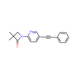 CC1(C)CN(c2ccc(C#Cc3ccccc3)cn2)C1=O ZINC000144341744