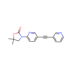 CC1(C)CN(c2ccc(C#Cc3cccnc3)cn2)C(=O)O1 ZINC000144817855