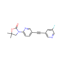 CC1(C)CN(c2ccc(C#Cc3cncc(F)c3)cn2)C(=O)O1 ZINC000144790386