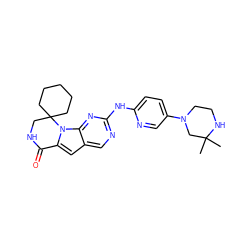 CC1(C)CN(c2ccc(Nc3ncc4cc5n(c4n3)C3(CCCCC3)CNC5=O)nc2)CCN1 ZINC000219195321