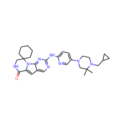 CC1(C)CN(c2ccc(Nc3ncc4cc5n(c4n3)C3(CCCCC3)CNC5=O)nc2)CCN1CC1CC1 ZINC000219195096