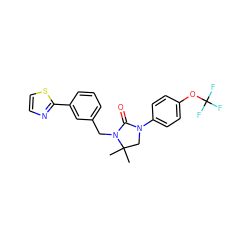 CC1(C)CN(c2ccc(OC(F)(F)F)cc2)C(=O)N1Cc1cccc(-c2nccs2)c1 ZINC000103245012