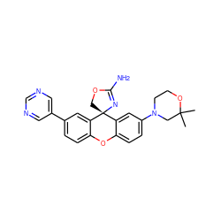 CC1(C)CN(c2ccc3c(c2)[C@]2(COC(N)=N2)c2cc(-c4cncnc4)ccc2O3)CCO1 ZINC000117779293