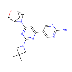 CC1(C)CN(c2nc(-c3cnc(N)nc3)cc(N3C[C@@H]4C[C@H]3CO4)n2)C1 ZINC000221327114