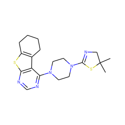 CC1(C)CN=C(N2CCN(c3ncnc4sc5c(c34)CCCC5)CC2)S1 ZINC000001153922