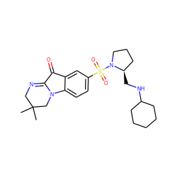 CC1(C)CN=C2C(=O)c3cc(S(=O)(=O)N4CCC[C@H]4CNC4CCCCC4)ccc3N2C1 ZINC000035850172