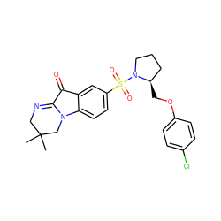 CC1(C)CN=C2C(=O)c3cc(S(=O)(=O)N4CCC[C@H]4COc4ccc(Cl)cc4)ccc3N2C1 ZINC000035974711