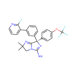 CC1(C)CN2C(N)=N[C@](c3ccc(OC(F)(F)F)cc3)(c3cccc(-c4cccnc4F)c3)C2=N1 ZINC000045254024