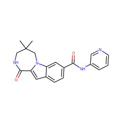 CC1(C)CNC(=O)c2cc3ccc(C(=O)Nc4cccnc4)cc3n2C1 ZINC000073169965