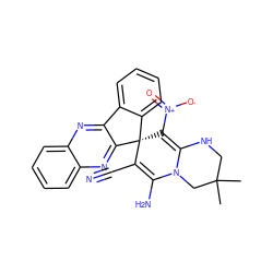 CC1(C)CNC2=C([N+](=O)[O-])[C@@]3(C(C#N)=C(N)N2C1)c1ccccc1-c1nc2ccccc2nc13 ZINC001772616134