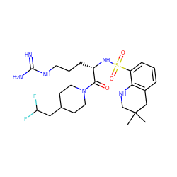 CC1(C)CNc2c(cccc2S(=O)(=O)N[C@@H](CCCNC(=N)N)C(=O)N2CCC(CC(F)F)CC2)C1 ZINC000003814121