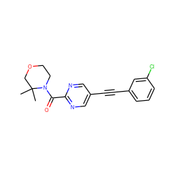 CC1(C)COCCN1C(=O)c1ncc(C#Cc2cccc(Cl)c2)cn1 ZINC000208984714