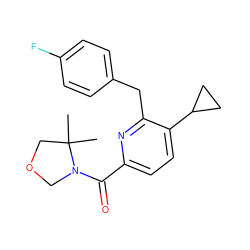 CC1(C)COCN1C(=O)c1ccc(C2CC2)c(Cc2ccc(F)cc2)n1 ZINC000146292486