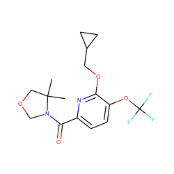 CC1(C)COCN1C(=O)c1ccc(OC(F)(F)F)c(OCC2CC2)n1 ZINC000146301618