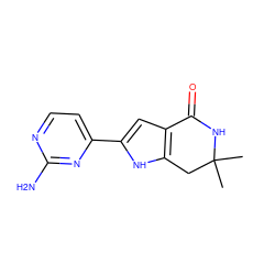 CC1(C)Cc2[nH]c(-c3ccnc(N)n3)cc2C(=O)N1 ZINC000040953997