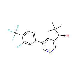 CC1(C)Cc2c(-c3ccc(C(F)(F)F)c(F)c3)cncc2[C@@H]1O ZINC000205708171