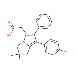 CC1(C)Cc2c(-c3ccc(Cl)cc3)c(-c3ccccc3)c(CC(=O)O)n2C1 ZINC000013737369