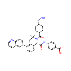 CC1(C)Cc2c(-c3ccc4ncccc4c3)cccc2[C@@H](C(=O)Nc2ccc(C(=O)O)cc2)N1C(=O)[C@H]1CC[C@H](CN)CC1 ZINC001772601915