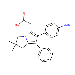 CC1(C)Cc2c(-c3ccccc3)c(-c3ccc(N)cc3)c(CC(=O)O)n2C1 ZINC000013737366